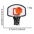 Embroidered basketball hoop patch, iron-on sports badge measuring 6.5cm high by 5.7cm wide - Backboard and Net Style