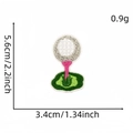 Pink and white golf ball embroidered patch for apparel, dimensions 5.6cm by 3.4cm - White Golf Ball Style (12#)