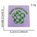 Purple Keep on Smiling embroidered flower patch, size 6.2x6.3cm for clothing decor - Colorful English Letter Cloth Patch #13