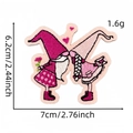 Toppa ricamata con gnomi che si baciano rosa per San Valentino, misura 6,2x7cm - Gnomi che si baciano (31#)