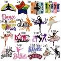 Macro shot of 18 colorful ballet and dance embroidery patches with high density stitching - Dancing Theme Patches