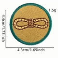 Toppa rotonda per avventure con ricamo a nodo marrone e dettaglio bordo verde - Stile Nodo all'Aperto (AZ2507E5-2-12#)