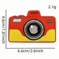 Retro camera embroidered patch for clothing with 6.6cm x 4.6cm dimensions and iron-on backing - Cartoon Camera Patch 4