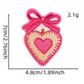 Patch ricamata a cuore rosa e beige con fiocco, 7x4,8cm per decorazione valigie - Cuore con Fiocco Rosa (35#)