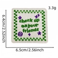 Square check up on your friends embroidered patch with green border 6.4x6.5cm - Colorful English Letter Patch #17