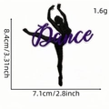 Ballerina silhouette embroidery patch with purple Dance text and size dimensions - Purple Dancer Silhouette (7#)
