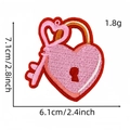 Toppa ricamata a forma di cuore e chiave rosa, dimensioni 7,1 x 6,1 cm per valigie - Lucchetto e Chiave a Cuore (36#)