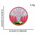 Pink Golf Club embroidered iron-on patch, 6.5cm round sports badge for clothing DIY - Pink Mountain Round Badge (19#)