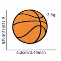 Orange basketball embroidered patch with black stitch lines and measurement dimensions - Standard Basketball