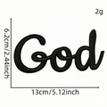 Black 'God' cursive embroidery patch, iron-on applique for clothing, 13cm width - God (Black)