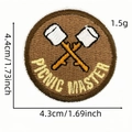 Patch ricamata rotonda marrone con motivo Picnic Master e marshmallow tostati - Stile Maestro del Picnic Marshmallow (AZ2507E5-2-16#)