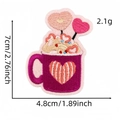 Toppa ricamata a forma di tazza con cuore rosa con cuciture e dimensioni di 7cm - Tazza Cuore (38#)