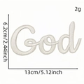 White God script embroidered patch iron-on applique 13x6.2cm for clothing - God (White)