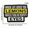 Embroidered math pun patch with black base and yellow text for clothes and bags - Style 4