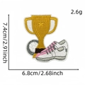 Pink sports trophy and sneaker embroidered patch for DIY clothing, 7.4 x 6.8 cm size - Trophy and Sneaker Combo Style (22#)