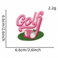 Pink cartoon golf ball embroidery patch for sportswear at 6.6cm size and 2.2g weight - Green Base Golf Word Style (23#)