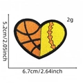 Heart-shaped basketball and baseball embroidered patch in 6.7x5.2 cm size - Heart Splicing Style