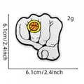 Fist-shaped basketball embroidery patch measuring 6.1cm by 6.1cm with detailed stitching - Ring Fist Style