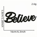 Believe script embroidered iron-on patch 16x5.8cm black decorative clothing applique - Believe (Black)