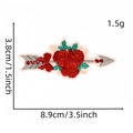 Toppa ricamata con freccia floreale e rose rosse, dimensioni 8,9x3,8 cm per borse - Freccia Rosa (43#)