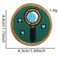 Toppa rotonda verde da esploratore con ricamo a lente e dimensioni del prodotto - Stile Esplorazione con Lente (AZ2507E5-2-21#)