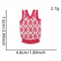 Pink and white argyle golf vest embroidery patch for DIY clothing decoration, 2.7g weight - Pink and White Argyle Vest Style (25#)