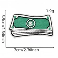 Creative dollar bill embroidered patch for clothing decoration with 3.9x7cm dimensions - Money Stack Shape (US Dollar Series Patch #11)