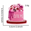 Toppa ricamata cupcake rosa con scritta Cutie Pie, altezza 6,9 cm per decorazione - Torta CUTIE PIE (45#)