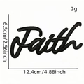 Black 'Faith' embroidered patch with thermal adhesive backing for clothing 12.4x6.5cm - Faith (Black)