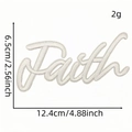 Ivory white Faith script embroidery iron-on patch for clothing accessories 12.4x6.5cm - Faith (White)