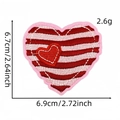 Toppa ricamata a cuore con strisce rosse e bordo rosa per valigie e decorazioni - Cuore a Strisce con Bordo (46#)