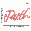 Pink Faith embroidered letter patch for clothing repair 4.88 inch length iron on - Faith (Pink)