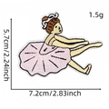 Pink cartoon ballerina girl embroidered patch with dimensions 5.7cm by 7.2cm for sewing - Dancing Girl with Headband Style (7#)