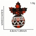 Christmas buffalo plaid ornament embroidery patch with holly leaves for holiday decoration - Christmas Ball With Holly (AZ2508B9-12)