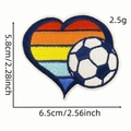 Rainbow heart football embroidery patch with 5.8x6.5cm dimensions for clothes - Rainbow Heart Soccer Style (AZ2507E9-1)