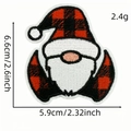 Christmas gnome embroidery patch with red buffalo plaid hat and white beard 6.6cm - Santa Gnome Style (AZ2508B9-1)