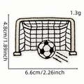 Cartoon soccer ball embroidery patch with dynamic goal motion design for clothing - Soccer Shooting Style (AZ2507E9-1)