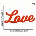 Red embroidered Love patch with cursive lettering measuring 13.6cm x 5.8cm for clothing - Love (Red)