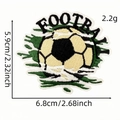 Cartoon football embroidery patch with green grass detail and black text 6.8x5.9cm - FOOTBALL Grass Style (AZ2507E9-1)