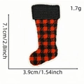 Buffalo check Christmas stocking embroidery patch with weight and dimension details - Buffalo Plaid Stocking (AZ2508B9-7)