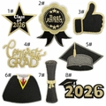 Detailed set of 8 black and gold 2026 graduation embroidery patches with fine stitching - Graduation Theme Set