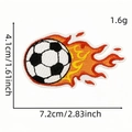Cartoon football fire embroidery patch with size measurements 7.2x4.1cm for DIY decor - Tri-Color Flame Soccer Style (AZ2507E9-1)