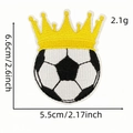 Embroidered football patch with yellow crown design, size 6.6cm by 5.5cm for clothing - Crown Soccer Style (AZ2507E9-1)