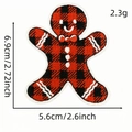 Gingerbread man embroidery patch with red black plaid pattern and white border - Buffalo Plaid Gingerbread Man (AZ2508B9-9)