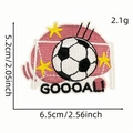 Pink football embroidered patch with GOOOAL! text and yellow stars for clothing decor - GOOOAL Net Style (AZ2507E9-1)