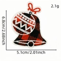 Christmas bell embroidery patch with red black plaid pattern and bow detail - Plaid Bell With Bow (AZ2508B9-11)