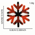 Orange and black striped snowflake embroidery patch for Christmas decor, 6.8cm wide - Orange Black Stripe Snowflake (AZ2508B9-13)