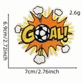 Cartoon football embroidery patch with GOAL text and orange comic blast effect - Comic Blast GOAL Style (AZ2507E9-1)