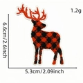 Red and black buffalo plaid reindeer embroidered patch measuring 6.6cm by 5.3cm - Buffalo Plaid Reindeer Body (AZ2508B9-14)