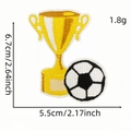 Embroidered football trophy patch with dimensions 6.7cm by 5.5cm for DIY apparel - Trophy and Soccer Style (AZ2507E9-1)